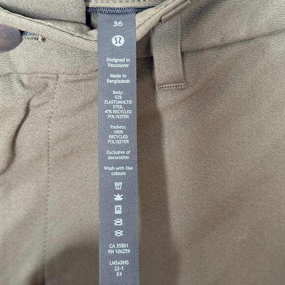 LULULEMON Commission Pant Skinny 32" *Warpstreme Dark Olive Green Sz 36 {3U9} - Picture 7 of 7